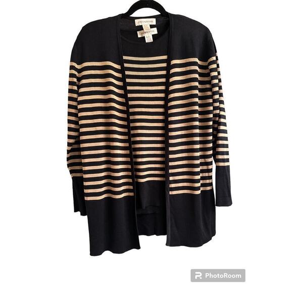 Vintage Women's Jones New York Striped Two Piece Oversized 100% Silk Sweater Set - Picture 1 of 7
